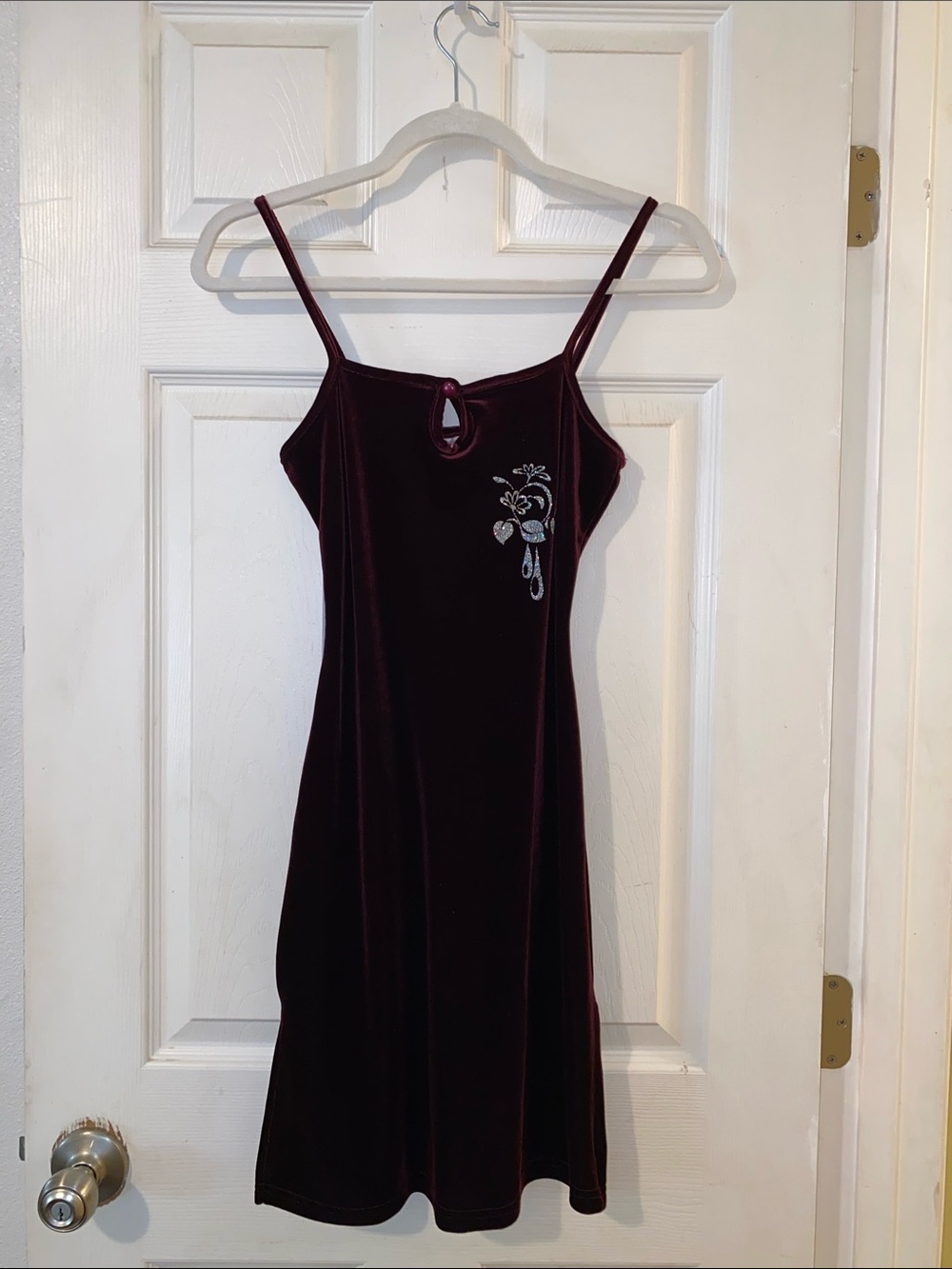 Velvet 90s Burgundy Mini Dress (S)